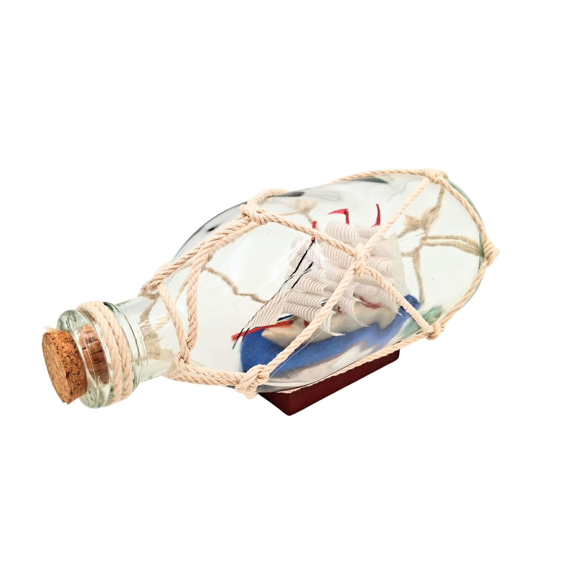 Rafandynka - Schiff in der Flasche auf Holzsockel – S2036B