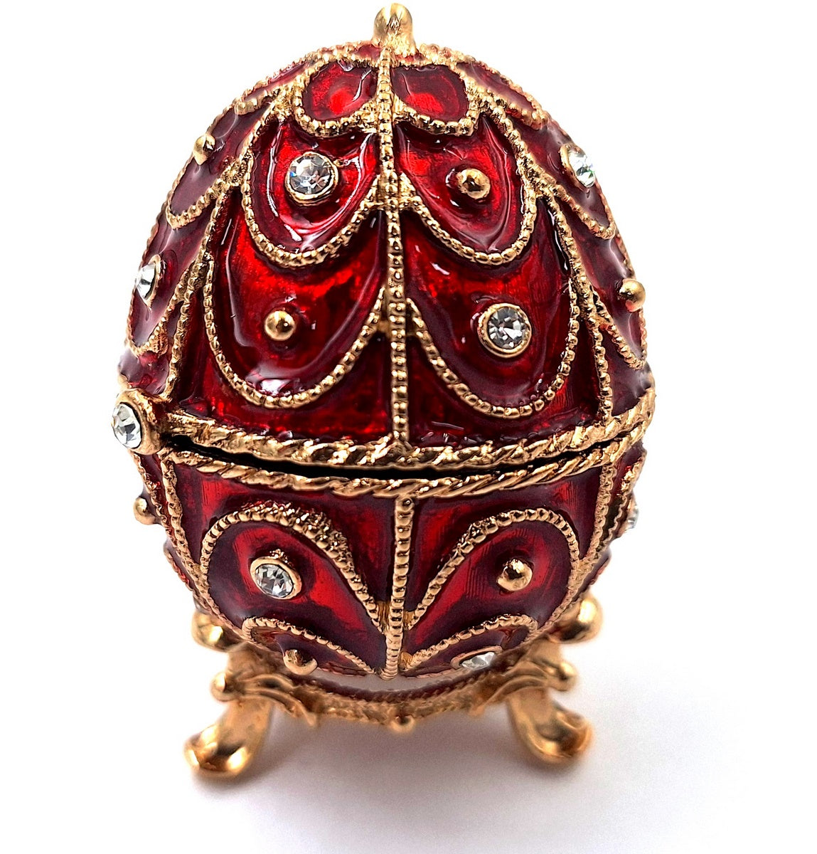 Exklusive kleine Metallschatulle mit Kristallen - Fabergé-Ei - B0748-17 RD