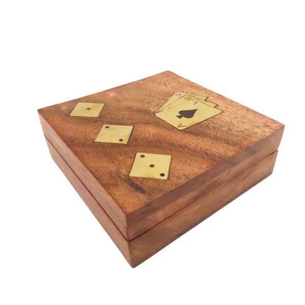 PRODUKTFEHLER: Elegantes Spielset – Kartenspiel und Würfel in Holzbox OUTLET – DNU-010AB