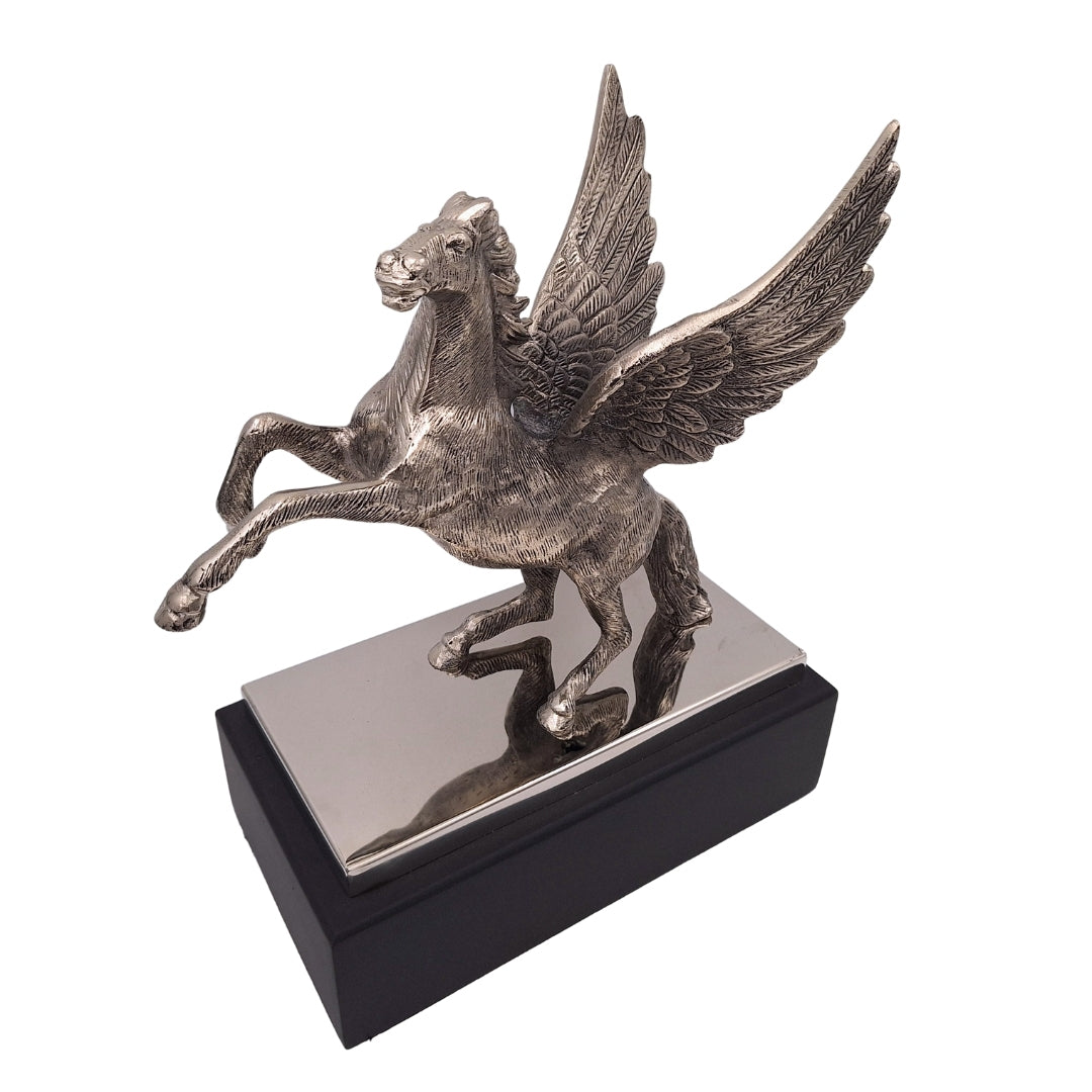 Pegasus - dekorative Aluminiumfigur auf Stahl-Holz-Sockel - NI9935