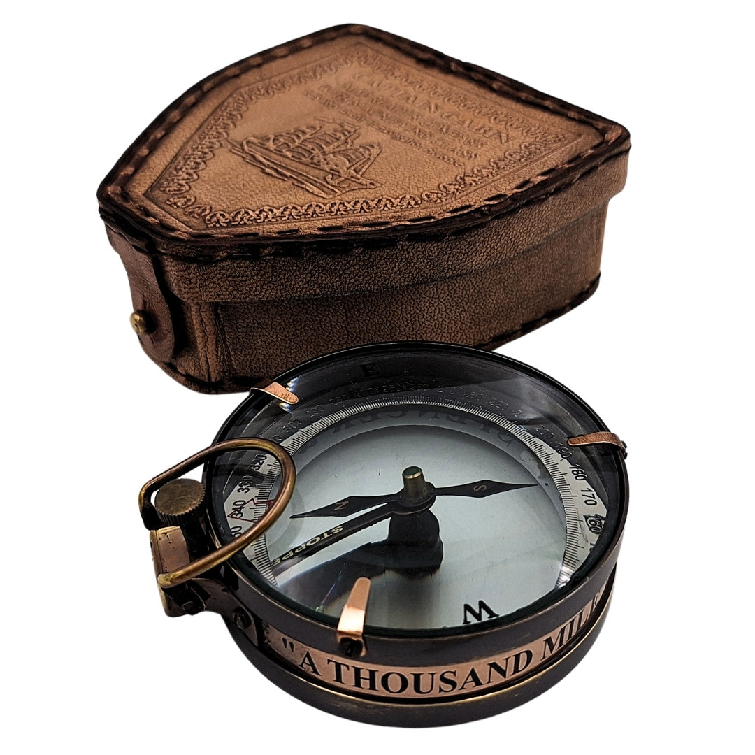 Magnetkompass - Map Reader im Lederetui – Retro-Gadget - NC2929