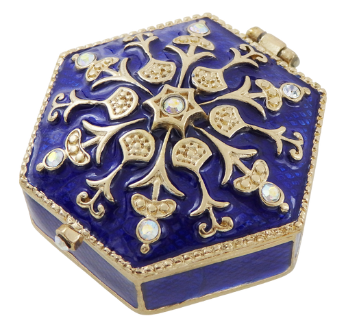 Reich verziertes kleines Geschenk-Metallkästchen mit Kristallen - B0035-08BL