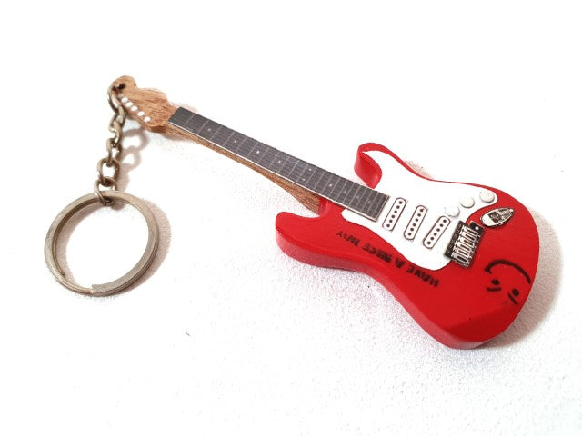 Schlüsselanhänger in Form einer Gitarre - Brian Adams - Have a Nice Day - Holz-Metall mit der Möglichkeit einer personalisierten Gravur - ideales Geschenk für Musikfans und Gitarristen - Maße 6x11x0,5 cm