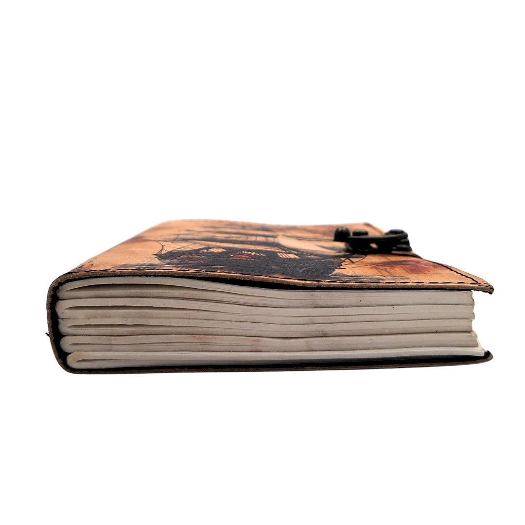 Maritimes Retro-Leder-Notizbuch Segelschiff - Geschenk für einen Segler – AH11