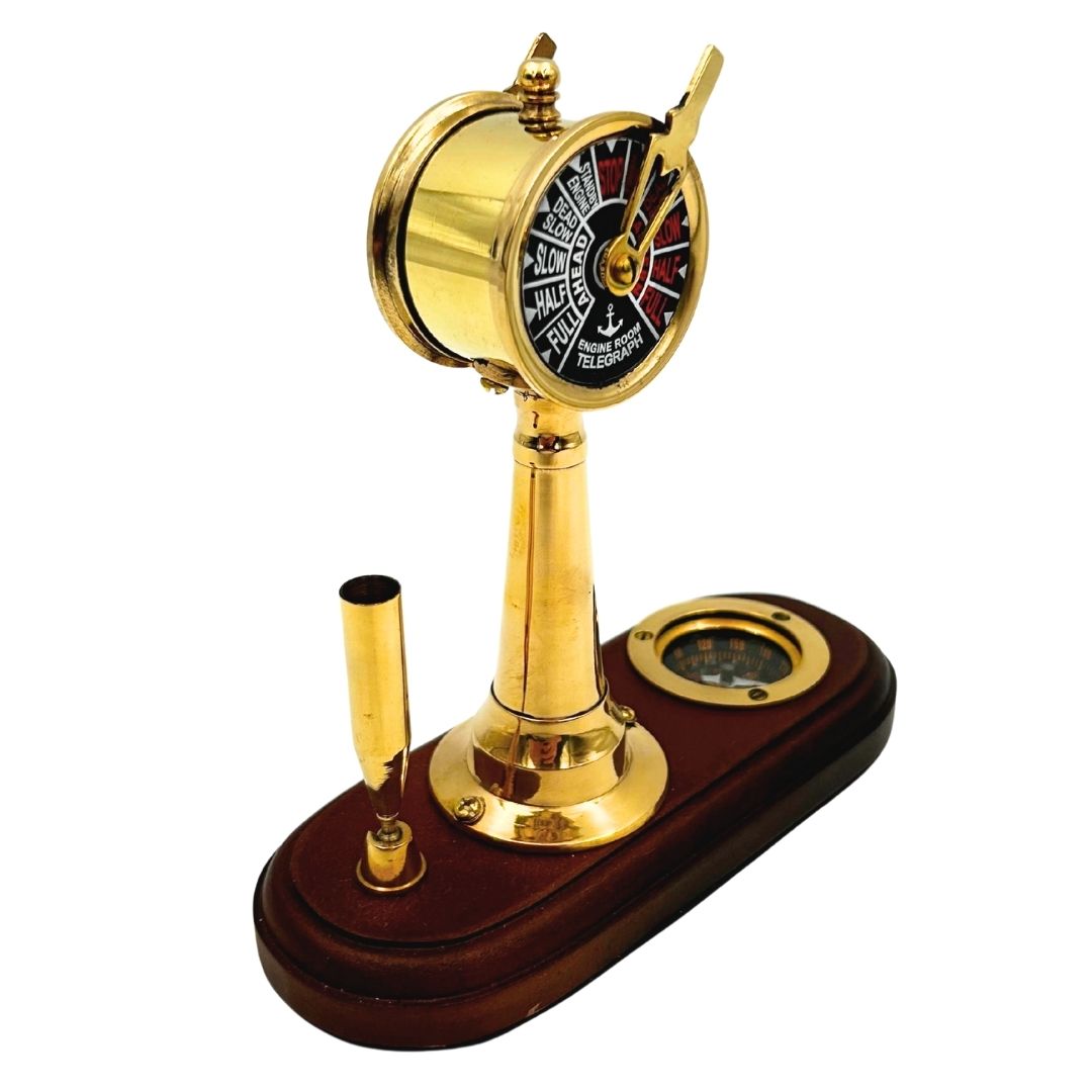 Elegantes Schreibtischset – Maschinentelegraf, Kompass, Stifthalter – TT018