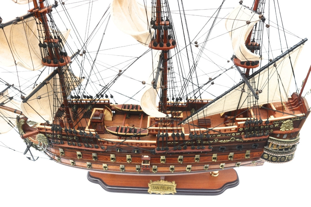 Segelschiffmodell des Schiffs San Felipe 80cm, Möglichkeit zur Personalisierung durch Gravur