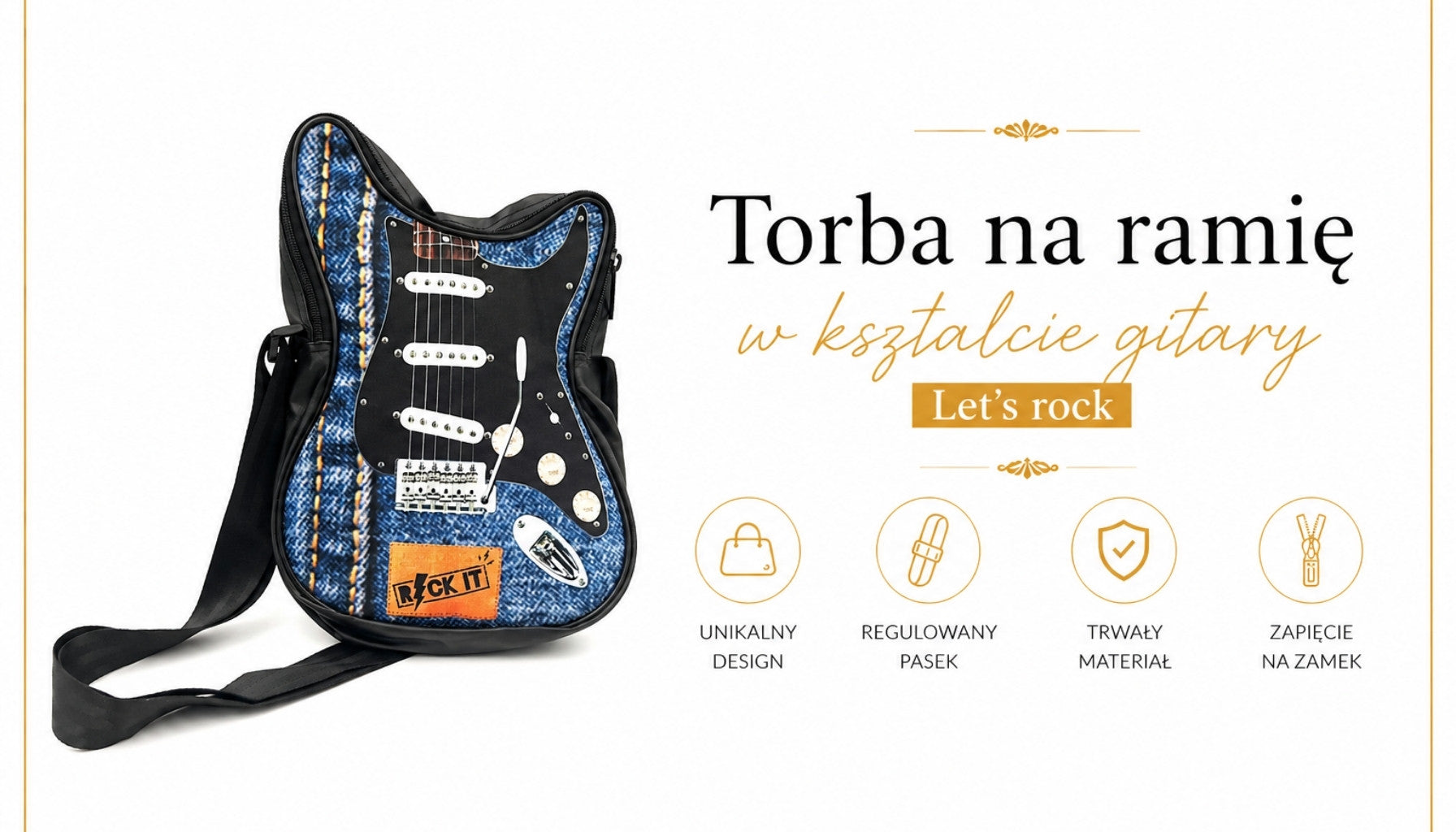 Umhängetasche in Gitarrenform „Let’s rock“ – RBG-019