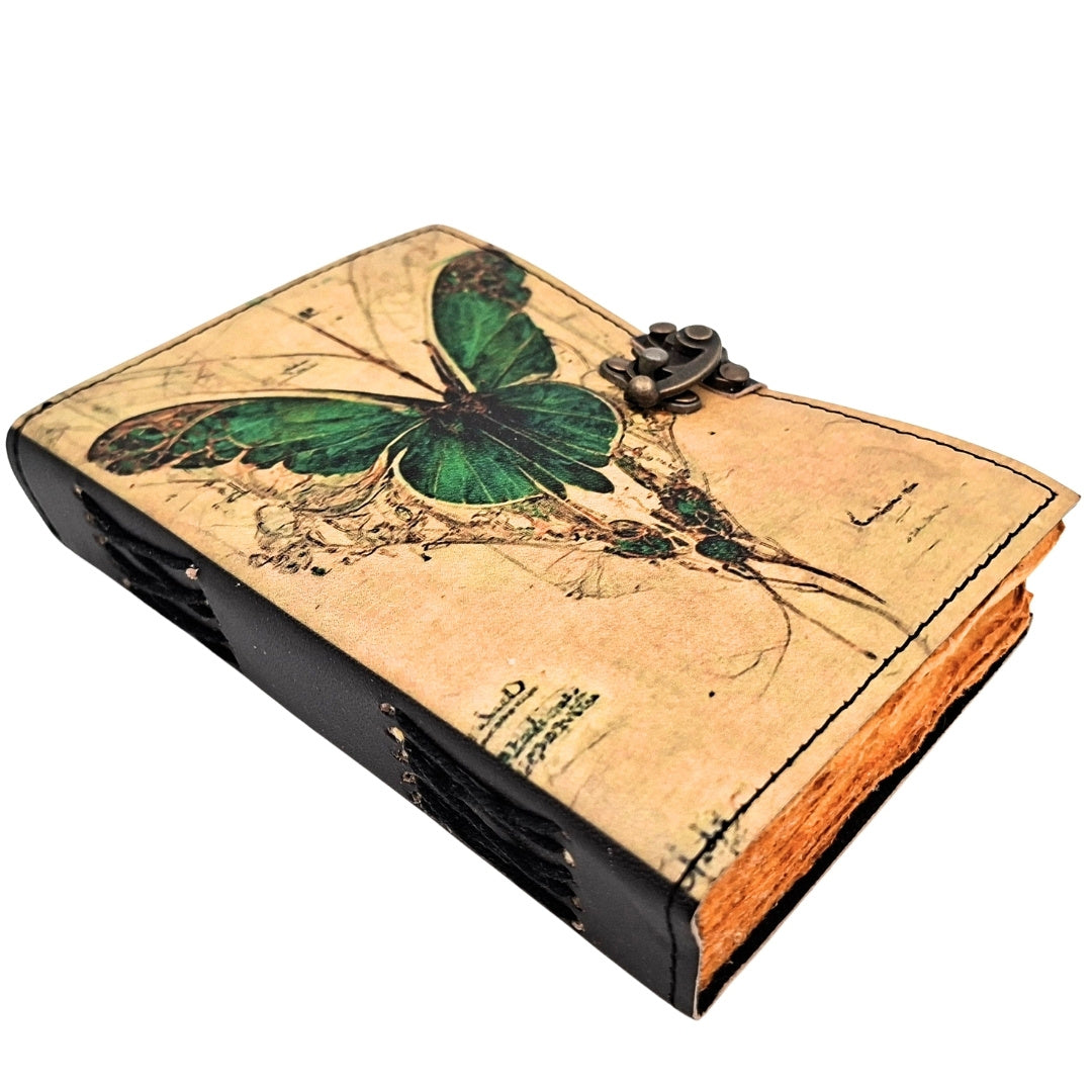 Retro-Ledernotizbuch Schmetterling - Ziegenleder 200 Seiten - AH20