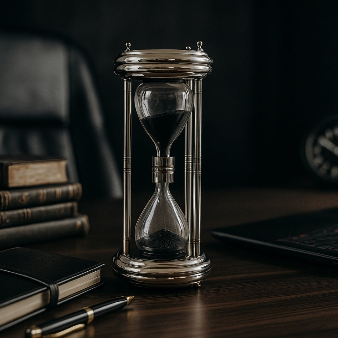 Große silberne Sanduhr 10 min - Schreibtischdekoration - MX 3015
