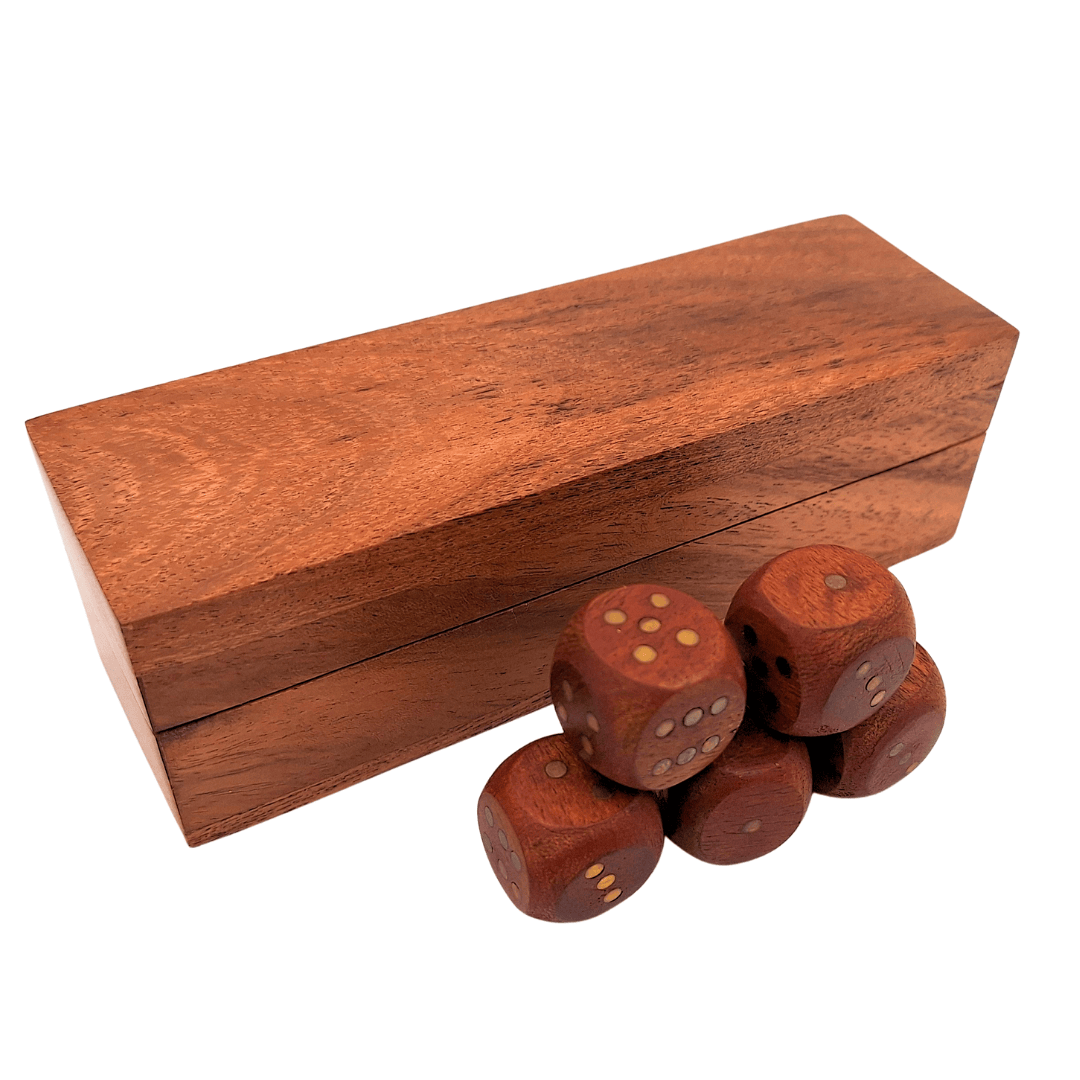 Holzwürfel zum Spielen in länglicher Holzschachtel - DNU-006