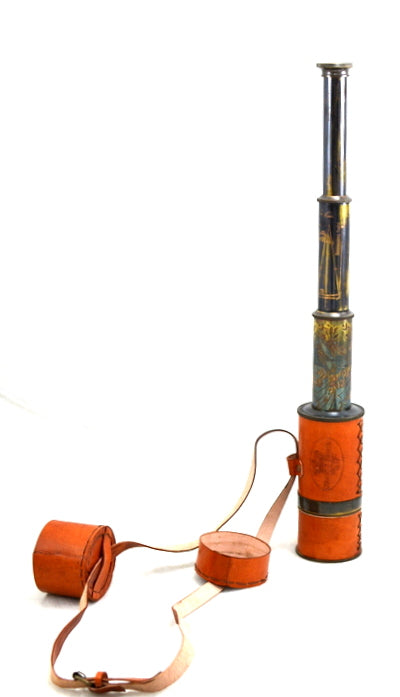Retro-Messingfernrohr mit Lederbezug und Riemen - Replik - NC1596