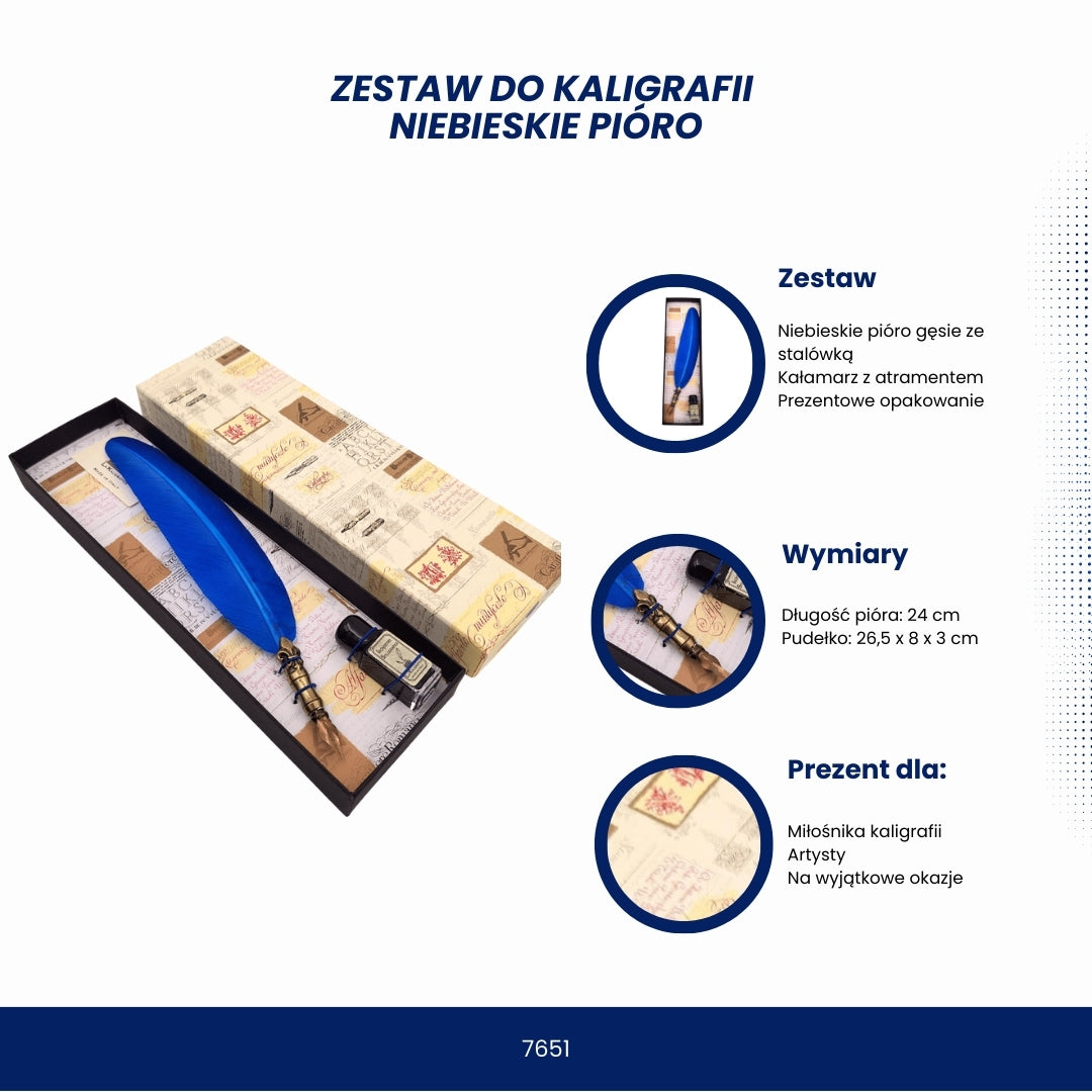 Kalligrafie-Set - blaue Feder - 7651