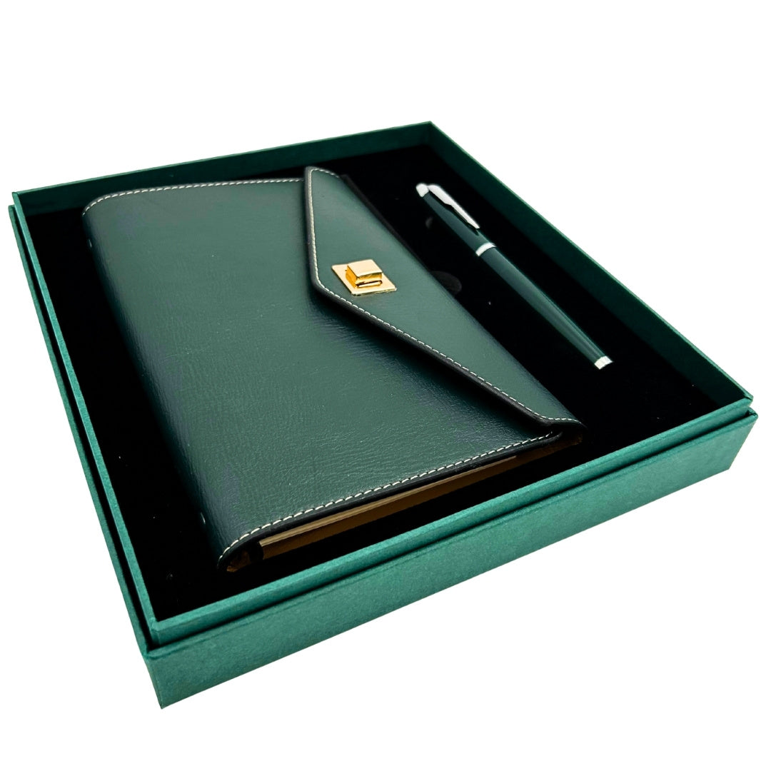 Elegantes Geschenkset - Ledernotizbuch mit Kugelschreiber in Geschenkbox – Premium – EE8