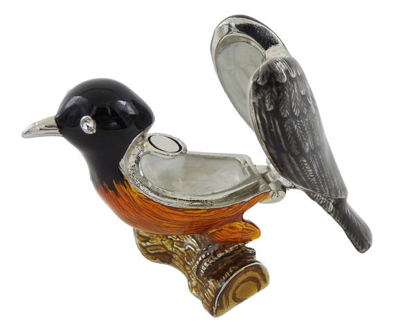 Außergewöhnliches kleines Metallkästchen, mit Kristallen verziert - Vogel - B0192-02