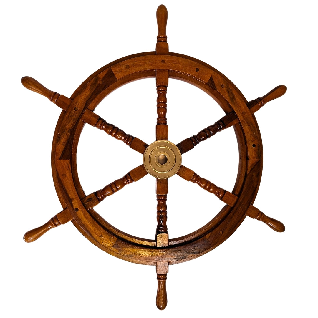 Hölzernes Steuerrad mit Messingeinsatz - Platz für Keil - Durchmesser 75cm - SW2/30'
