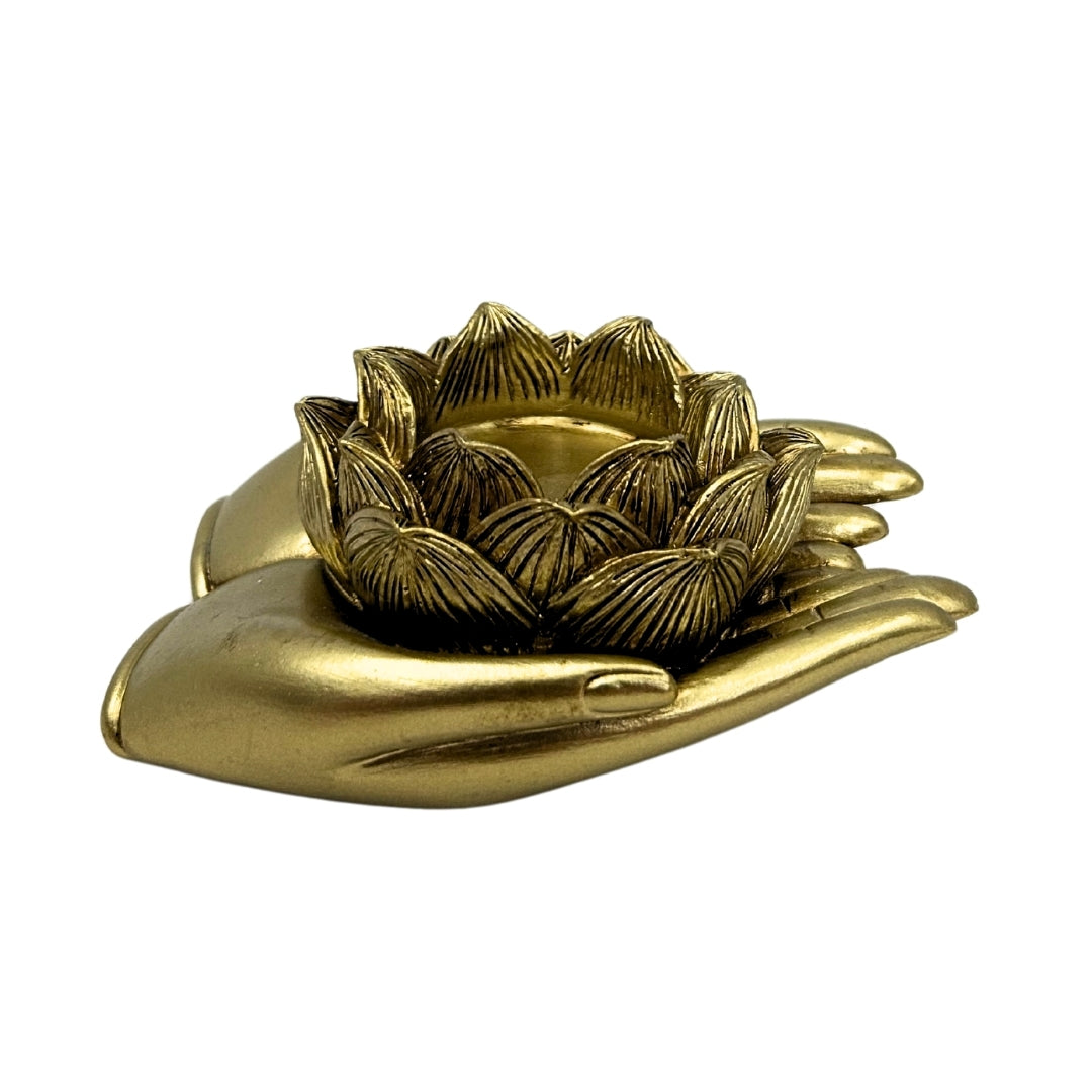 Goldener Glamour-Teelichthalter – Hand – 311FJZ