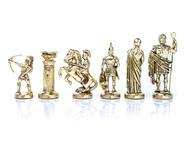 Große exklusive Messingschachfiguren – gold-silbern - Bogenschützen 44x44cm – S10BGS