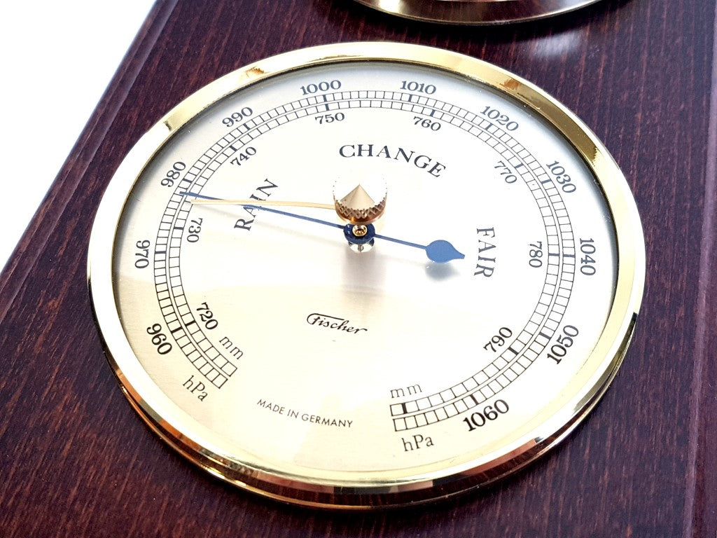 Fischer-Wetterstation - Barometer Hygrometer Thermometer - Messing Holz - 9176-22