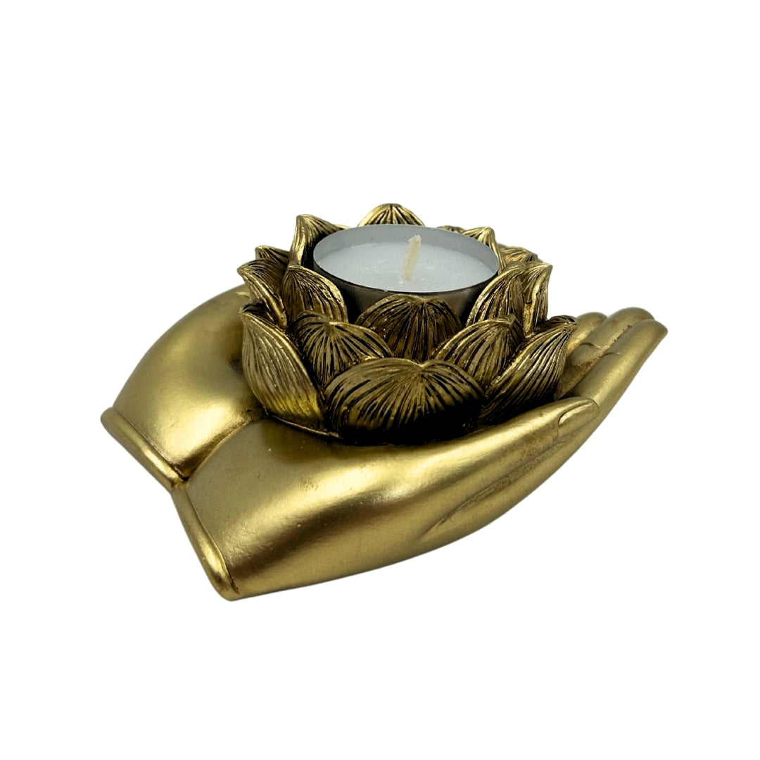 Goldener Glamour-Teelichthalter – Hand – 311FJZ