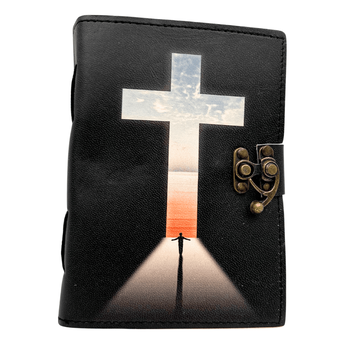 Ledernotizbuch religiöses Kreuz - 200 Seiten - AH15