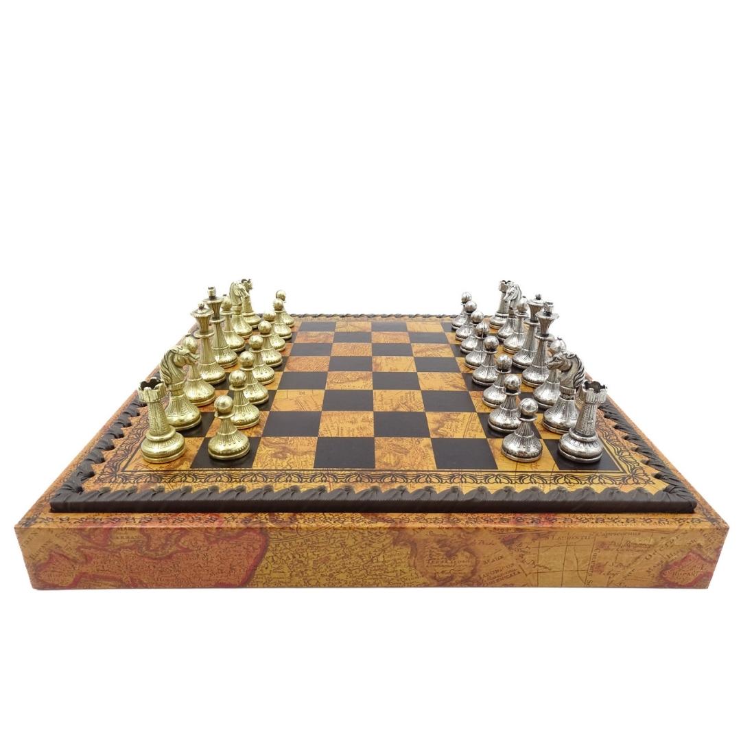 Exklusive Metall-Schachfiguren Italfama 28x28 cm – N035