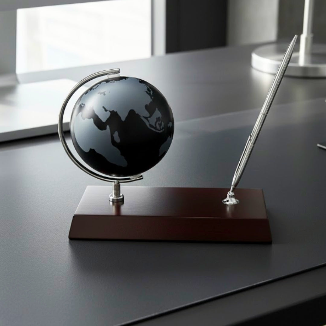 Elegantes dekoratives Schreibtisch-Set Globus Stifthalter - Geschenk für den Chef – WBK