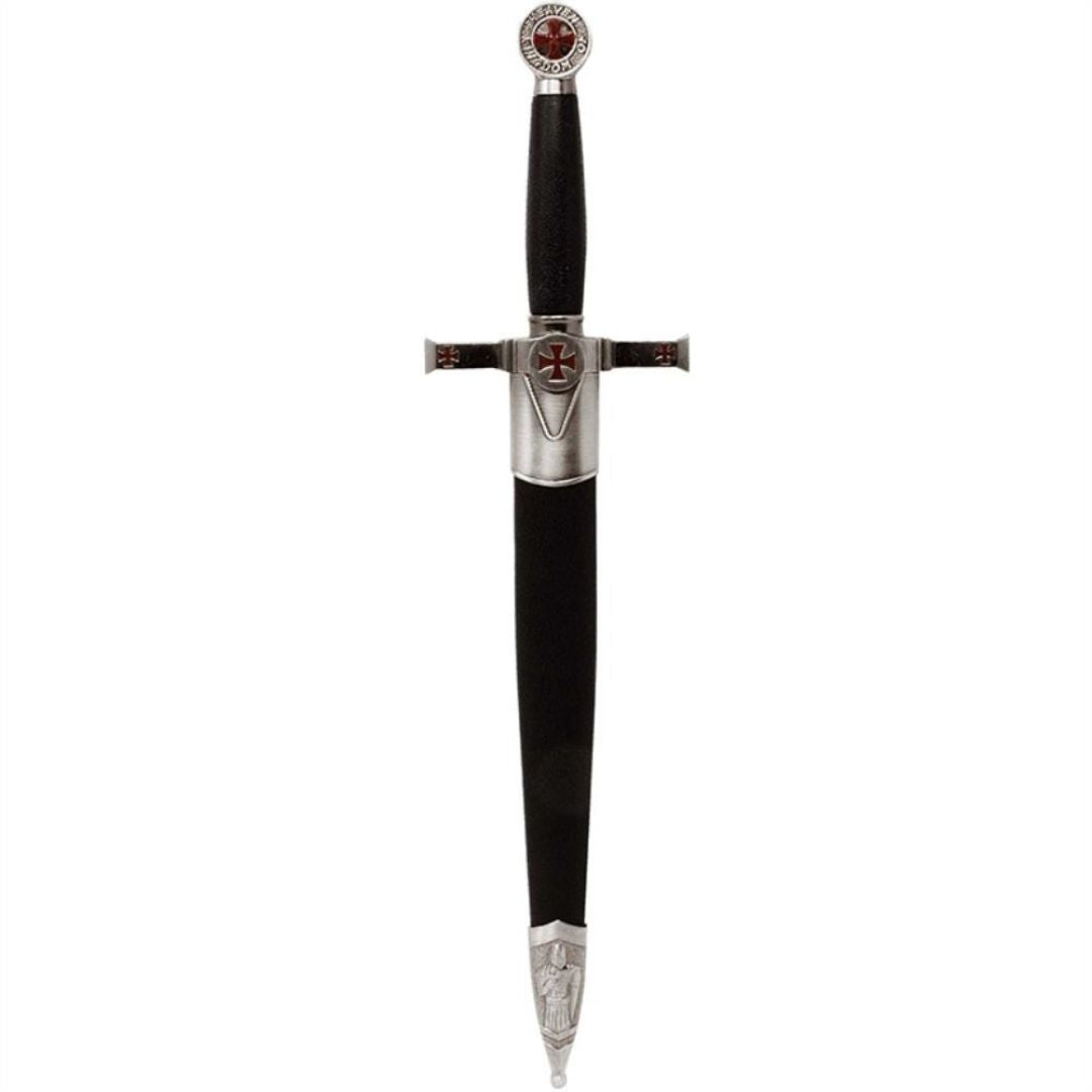 Dekorativer Templerdolch mit Scheide und Gravur - Replik aus Edelstahl, 40 cm