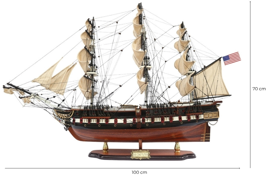 Exklusives großes Segelschiffmodell USS Constitution 100cm mit Möglichkeit zur Personalisierung durch Gravur