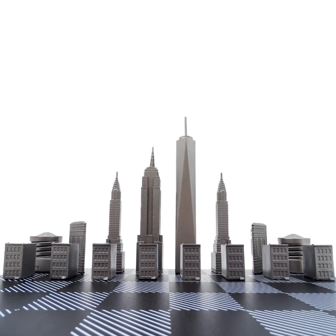 Designer-Schach Skyline New York aus Edelstahl – NY