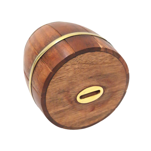 Große Holz-Spardose Fass – zu öffnen Retro - DNU-002