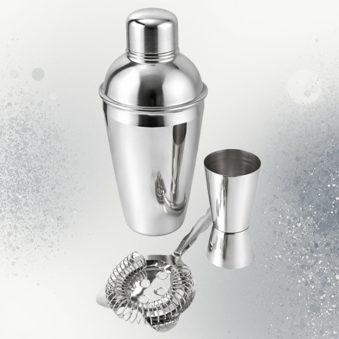 Barkeeper-Set – 3-teilig Shaker Jigger Strainer - BS48171