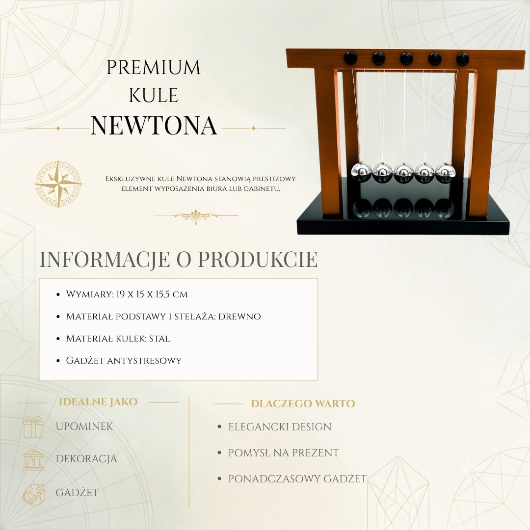 Elegante große Premium-Newtonkugeln auf Holzsockel - YG1300F