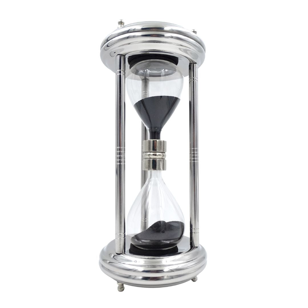 Große silberne Sanduhr 10 min - Schreibtischdekoration - MX 3015
