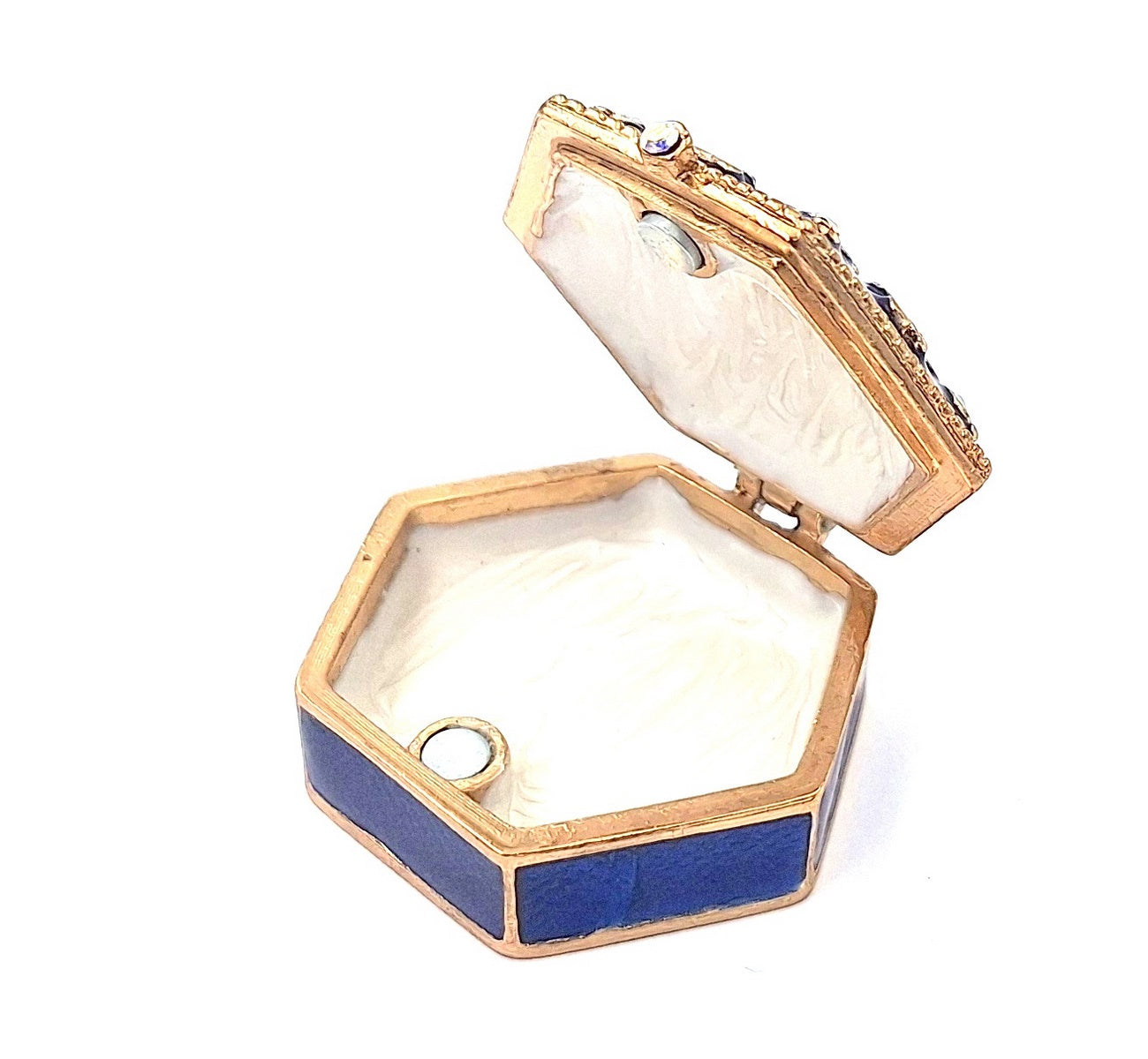 Reich verziertes kleines Geschenk-Metallkästchen mit Kristallen - B0035-08BL