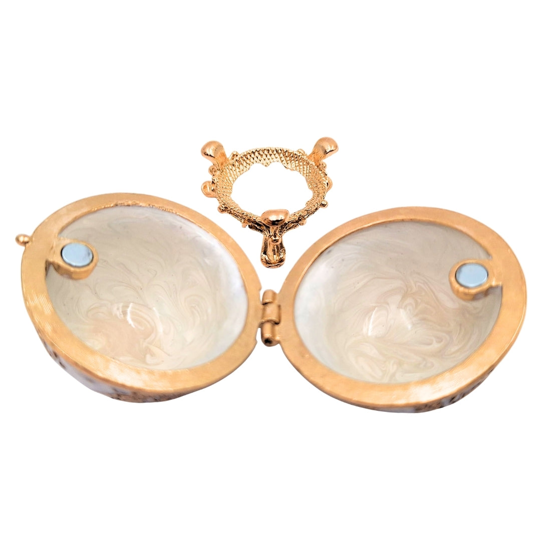 Exklusive Schatulle Fabergé-Ei aus Metall mit Kristallen - B0794-00