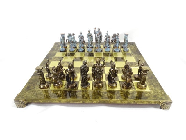 Messing-Schachspiel Bogenschützen groß 44x44cm - luxuriöses Geschenk - S10BBRO