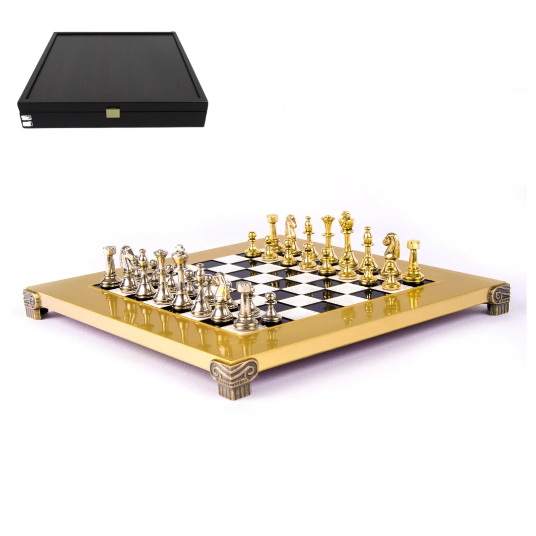 Exklusives Messing-Schachspiel 28x28cm - Staunton - S32BLA