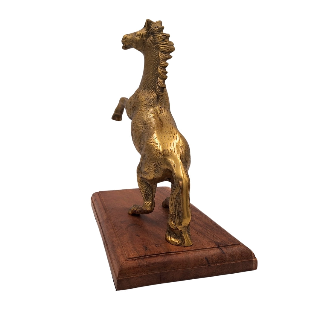 Pferd - Aluminiumfigur auf Holzsockel - NI9537