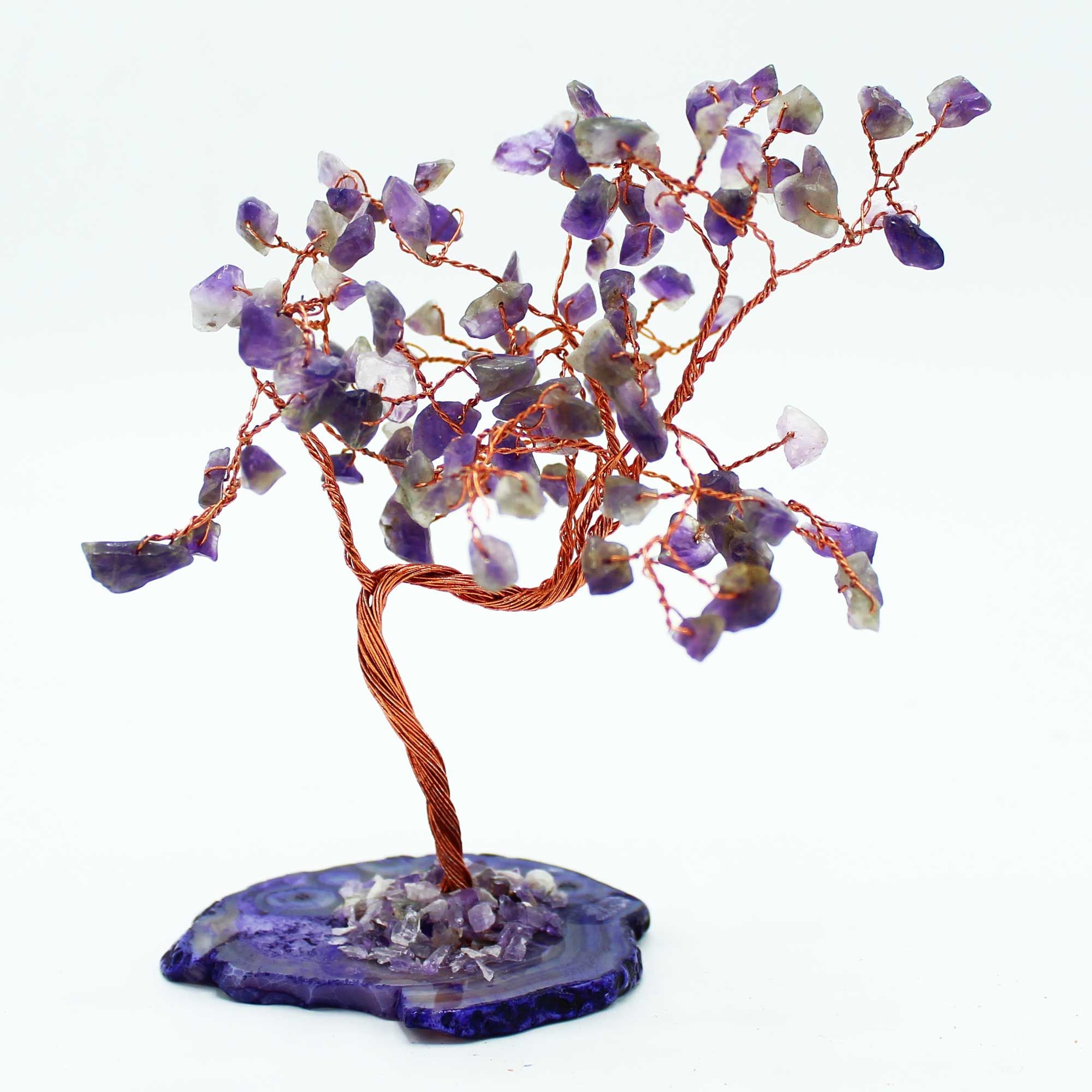 Amethyst-Kristallbaum auf natürlicher Achatbasis