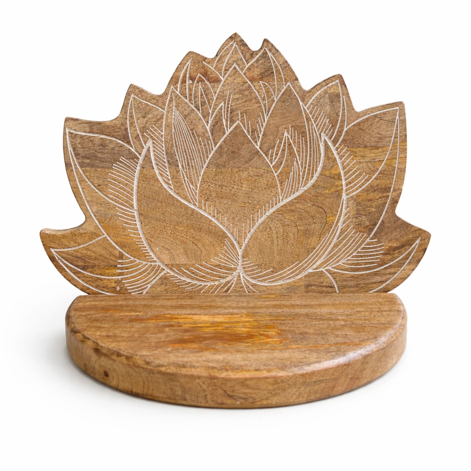 Lotus-Wandregal in White-Wash-Optik