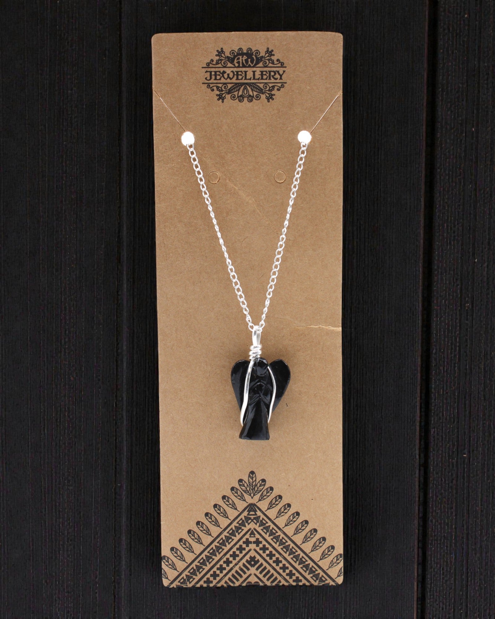 Wächter der Nacht – Schutzengel-Anhänger aus schwarzem Achat