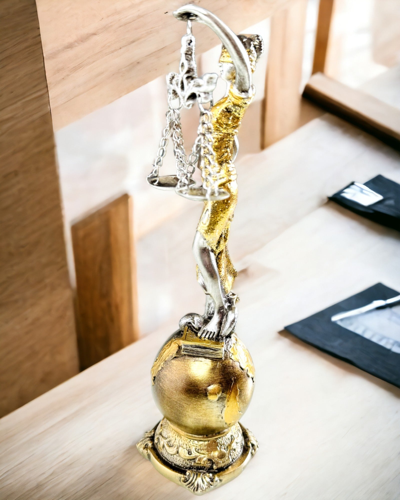 Statuette der Göttin der Gerechtigkeit – Künstlerische Dekoration für das Regal, Kunsthandwerk aus Harz, Personalisierung mit Gravur