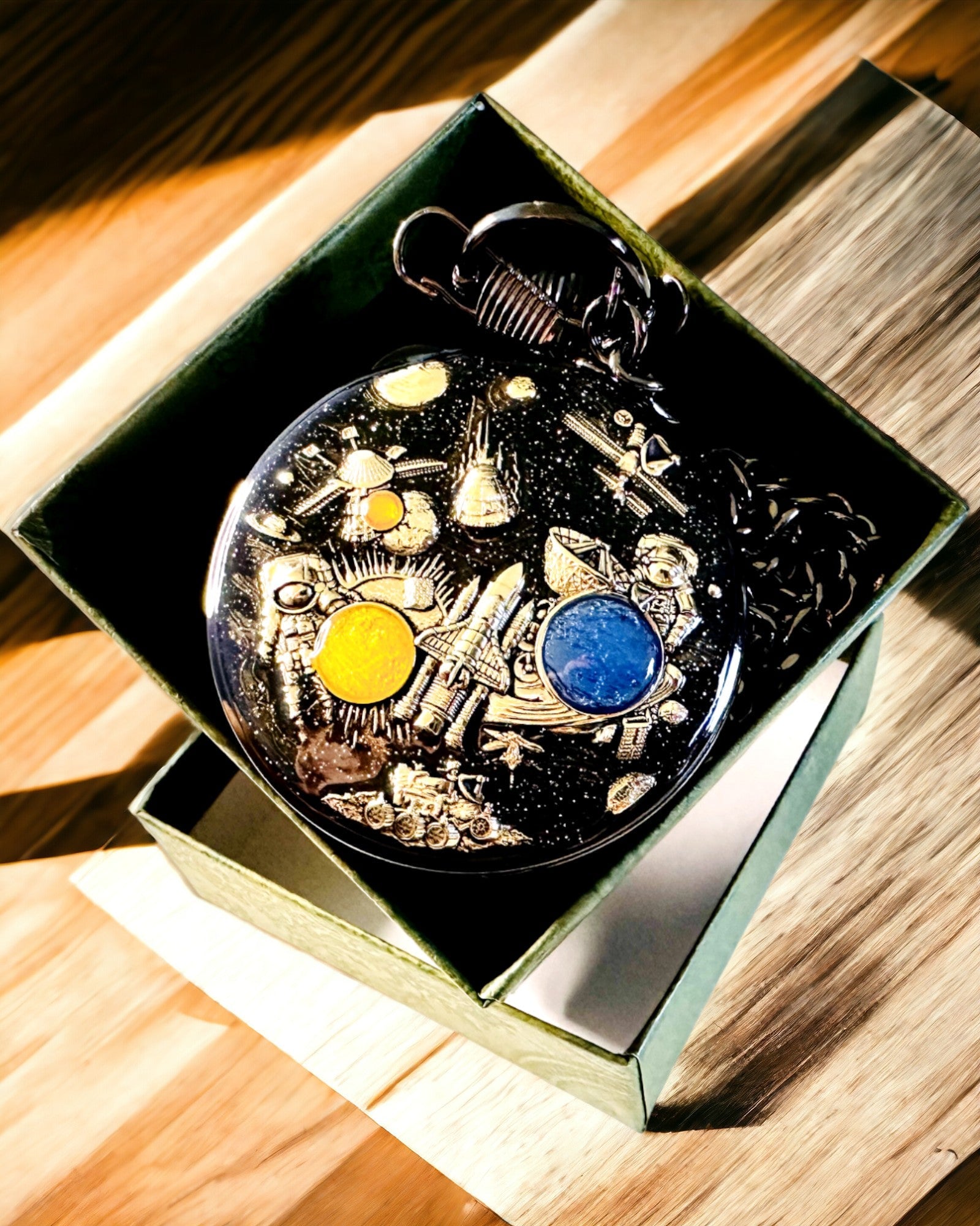 Taschenuhr "Astrum Temporis" - Silberrahmen. Möglichkeit zur Personalisierung mit Gravur