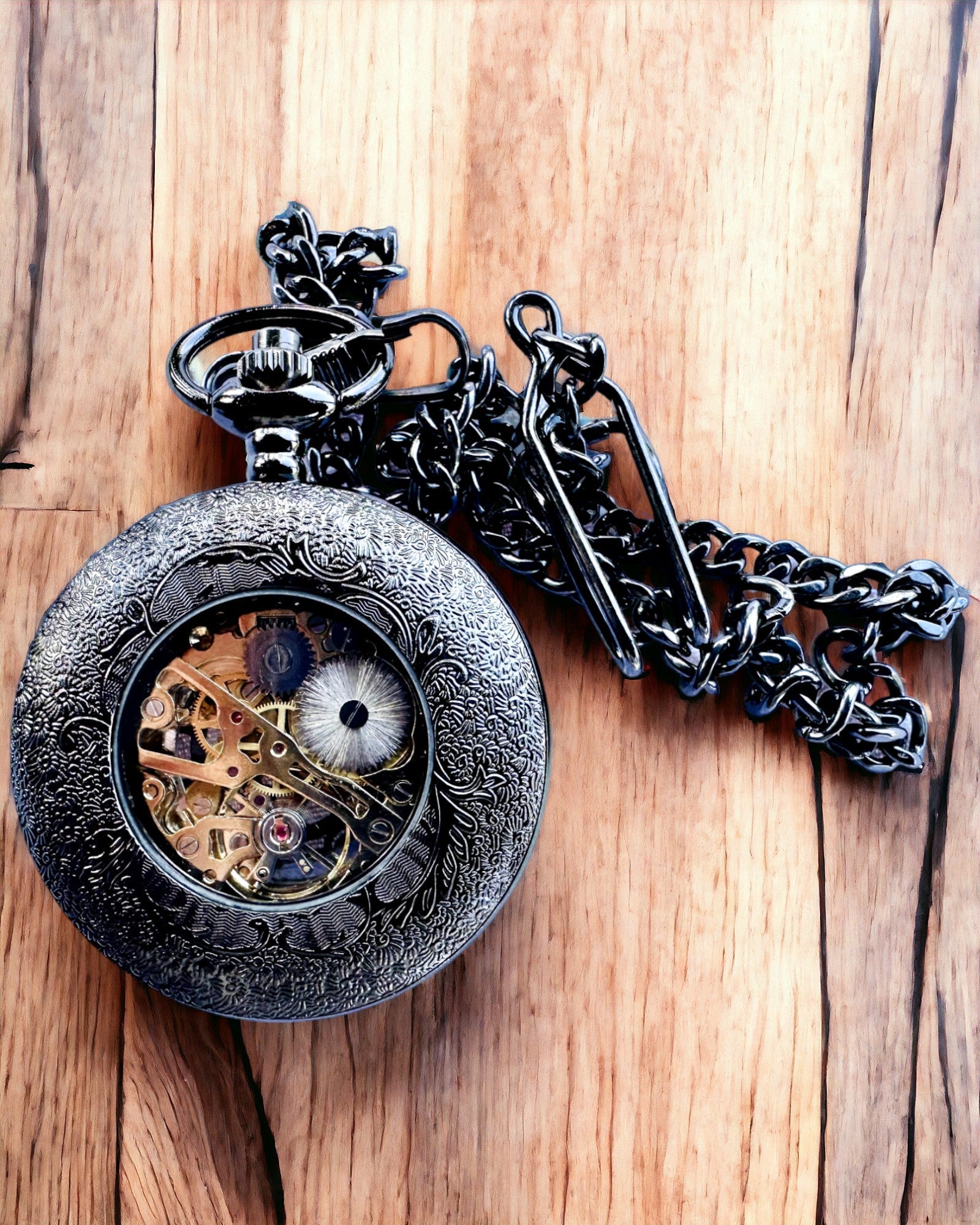 Taschenuhr "Eterna Eleganz", personalisiertes Geschenk, Gravur. Farbe Schwarz