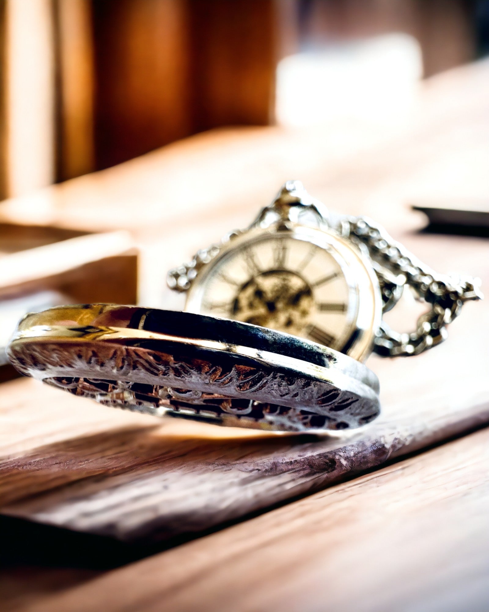 Silberne Taschenuhr "Vintage Elegance" mit Gravurpersonalisierung möglich