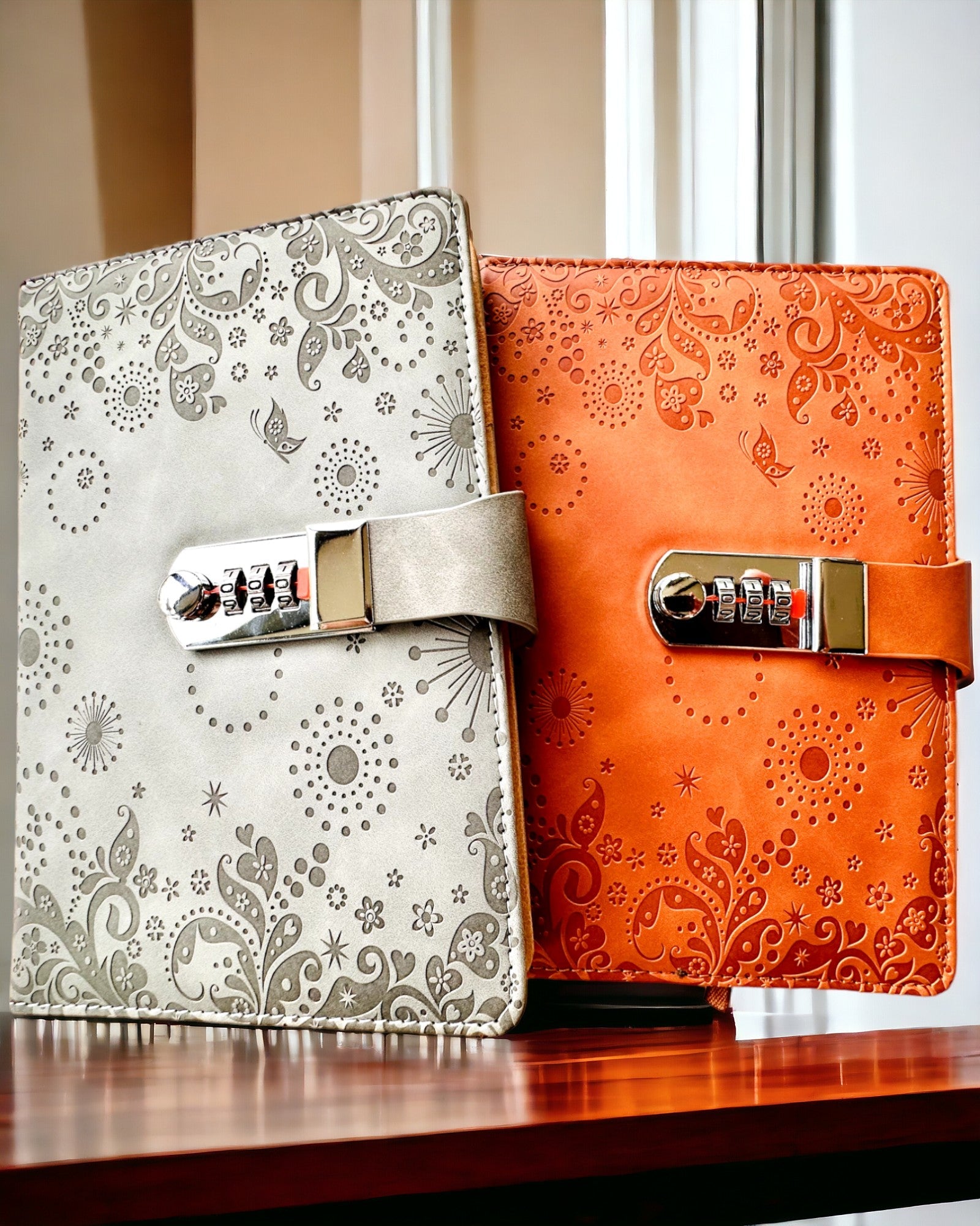 Exklusives Notizbuch, PU-Leder, A5 mit Zahlenschloss - "Secret Journal", Personalisierung mit Gravur