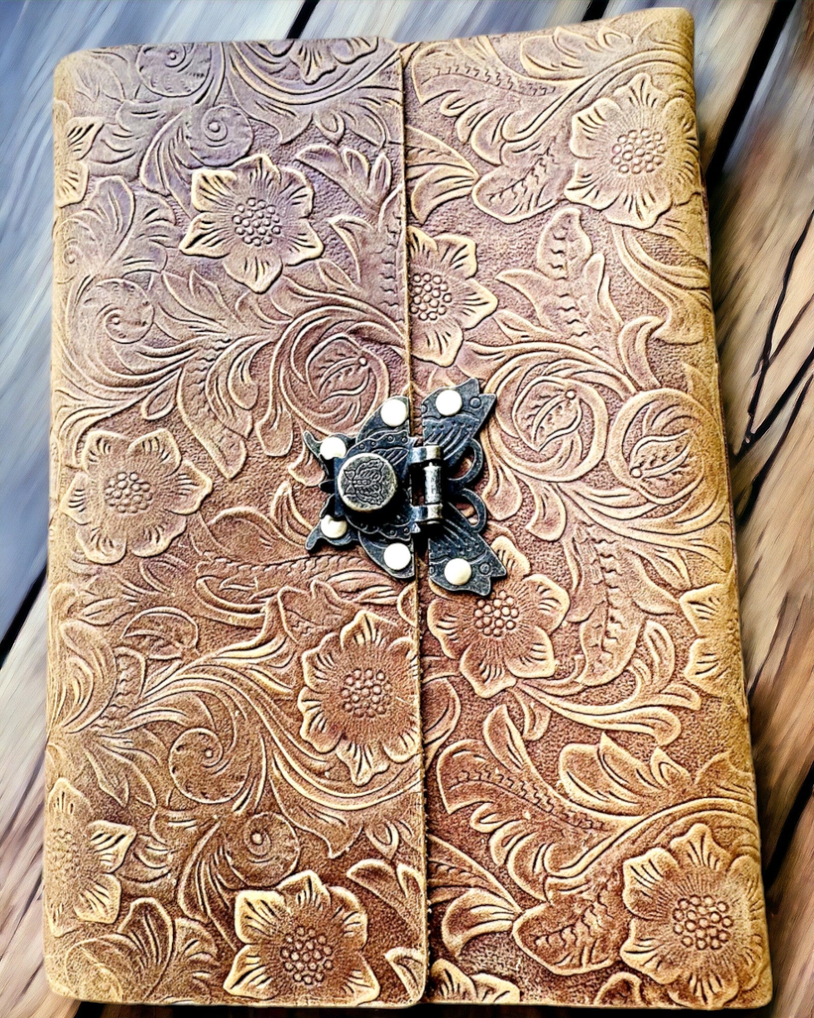 Luxuriöses Retro-Notizbuch mit Ledereinband - "Vintage Elegance", 480 Seiten, personalisierbar mit Gravur