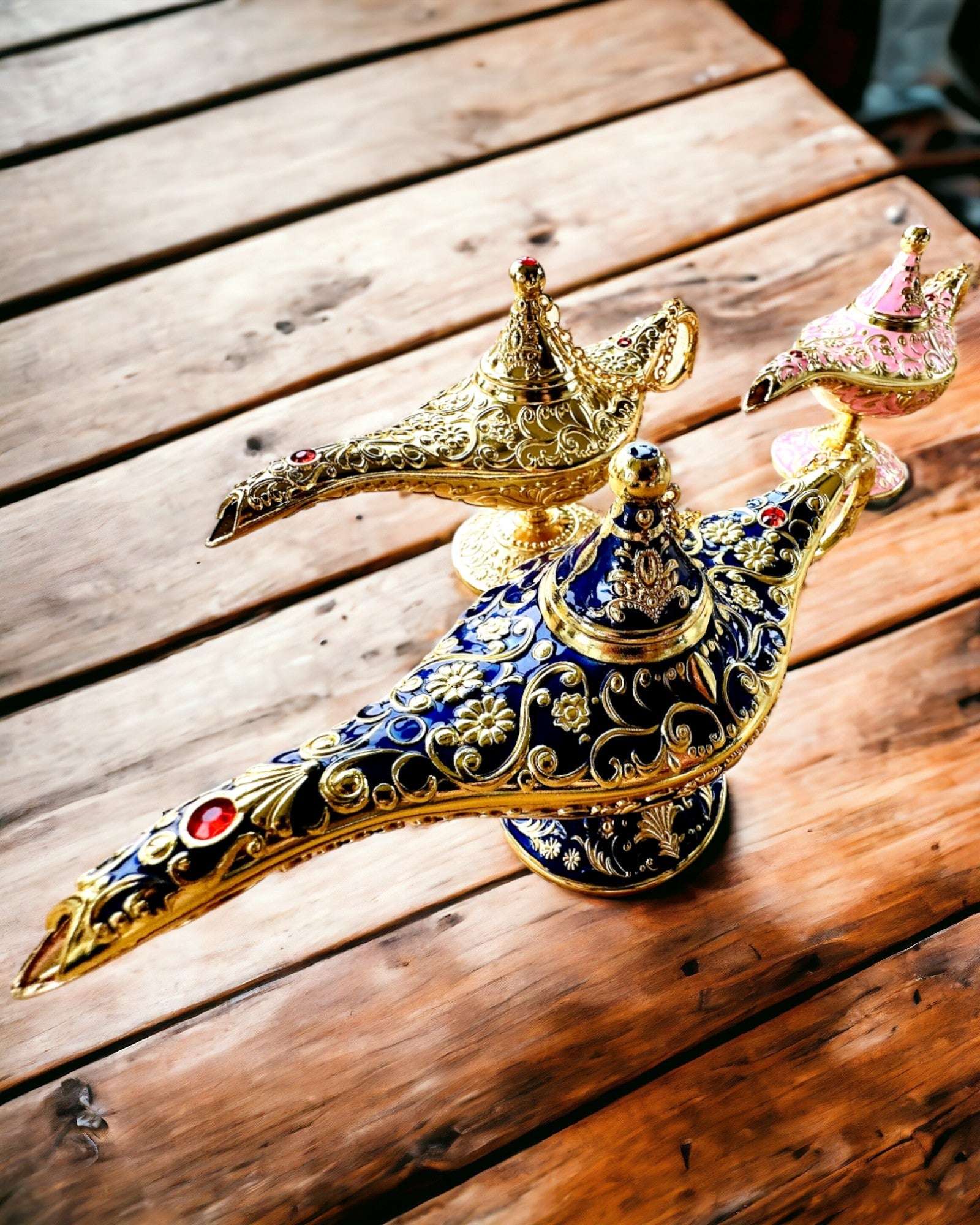 Magische Aladins Lampe mit Gravuroption - Variante Rosa, durchzogen mit Gold