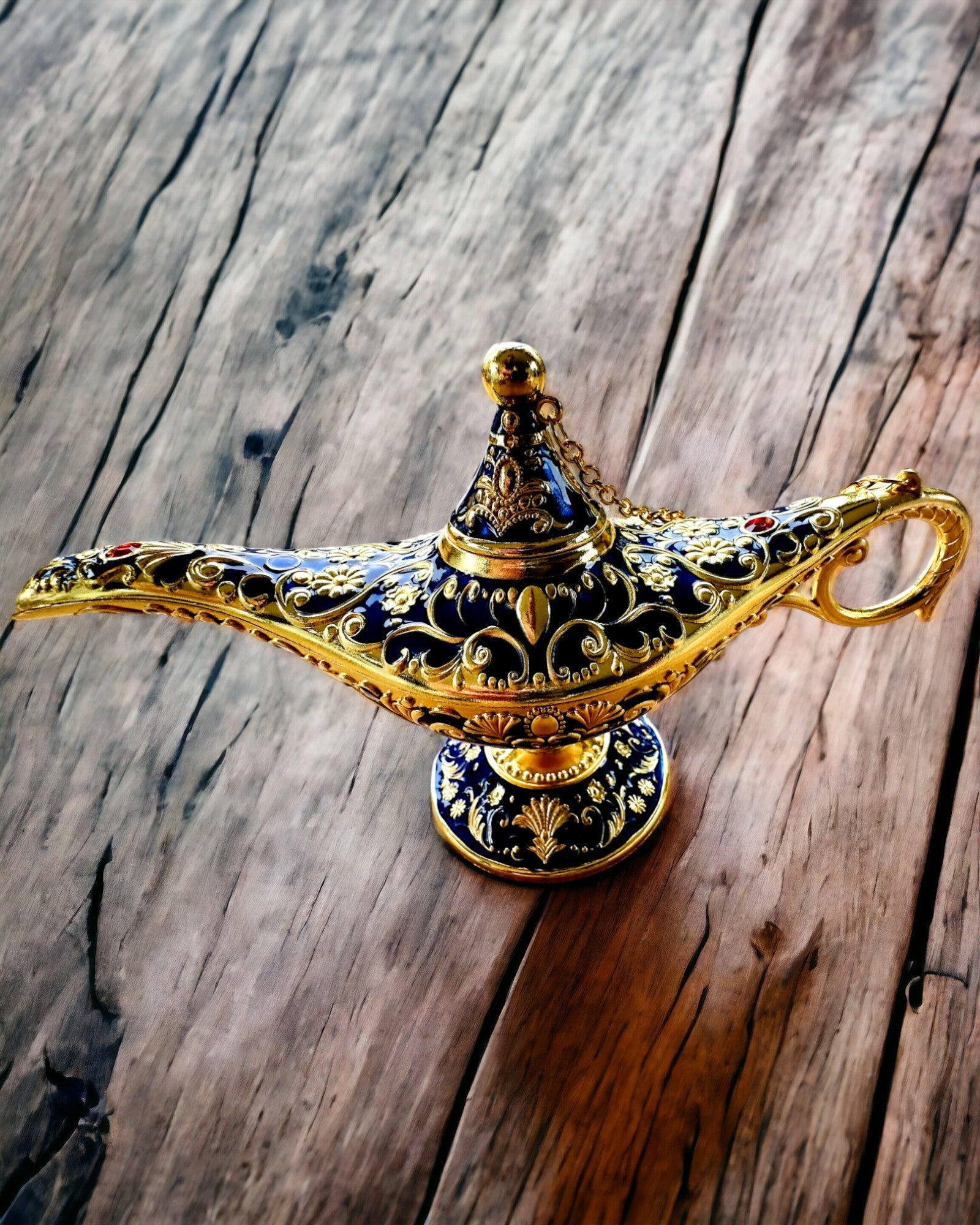 Magische Lampe von Aladin mit Gravuroption - Variante Dunkelblau, durchzogen mit Gold