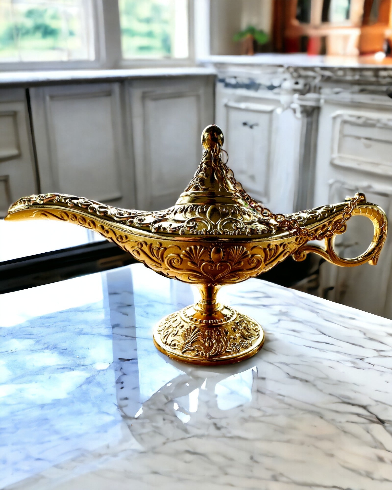 Magische Aladins Lampe mit Gravuroption - Klassische Goldene Variante, durchzogen